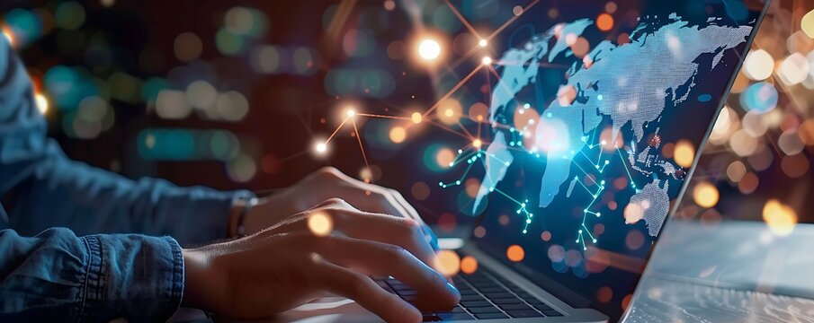 Tapping into Global Opportunities, Freelancer Engaged on Laptop with Outsourcing Platform Connection