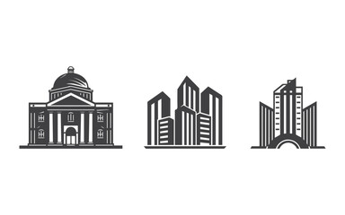 Real state logo set design, black vector icon.