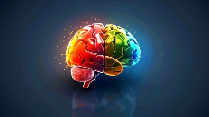 Vibrant puzzle brain illustration symbolizing neurodiversity concept and creativity