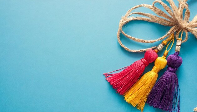tassels and blue background for creativity