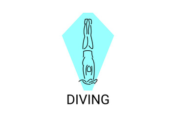 Diving (sport) vector line icon. swimmer with diving sport. sign. sport pictogram illustration