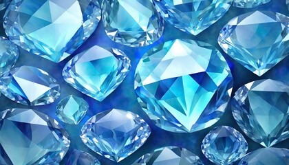 beautiful background of blue diamonds or gemstones close up view