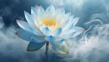 Fleur de lotus bleue. Fond floral abstrait - obrazy, fototapety, plakaty