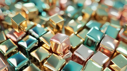 Obraz premium Background of cubes sparkling in metallic colors