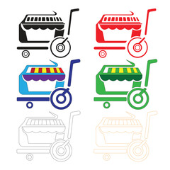 Store icon line logo with color. Store vector illustration logo. Outline icon shop cart logo.