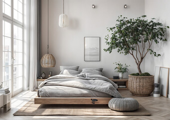 Against a backdrop of pale, neutral walls, the modern bedroom boasted clean lines and minimalist décor, characteristic of Scandinavian interior design.