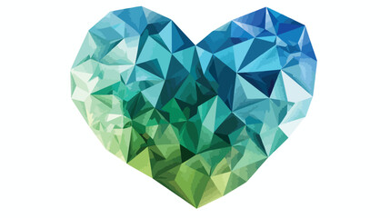 Blue green heart isolated on white