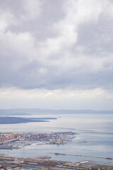 View from the top of the bay of Trieste on a cloudy day