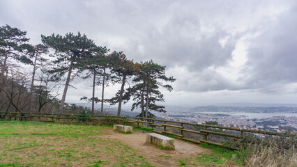 Beautiful lookout point in the outskirts of Trieste on  a cloudy day