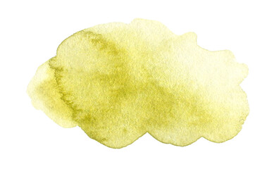Abstract green watercolor spot on white background isolated. Hand drawn olive stain texture for design. brush stroke drawing
