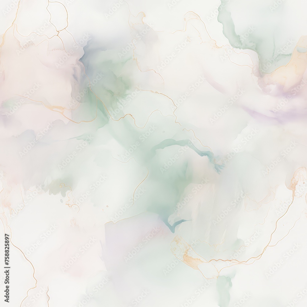 Aufkleber a mesmerizing white and green background filled with intricate watercolor designs, blending seamless