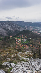 View from the top of a mountain village near Trieste on a cloudy day