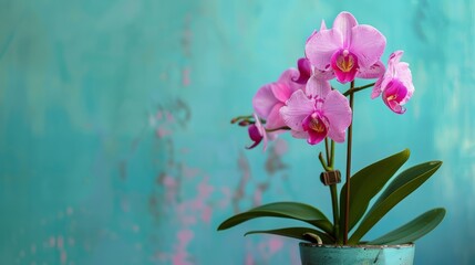 Cute pink orchid potted plant