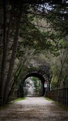 Old train tunnel converted into a path where people can walk