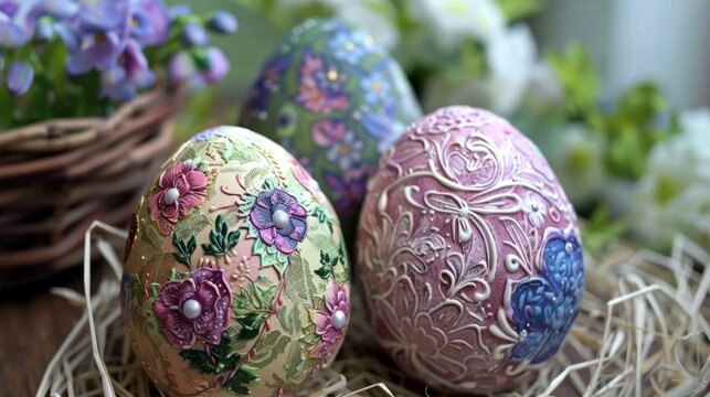 Decorative easter eggs with ornament