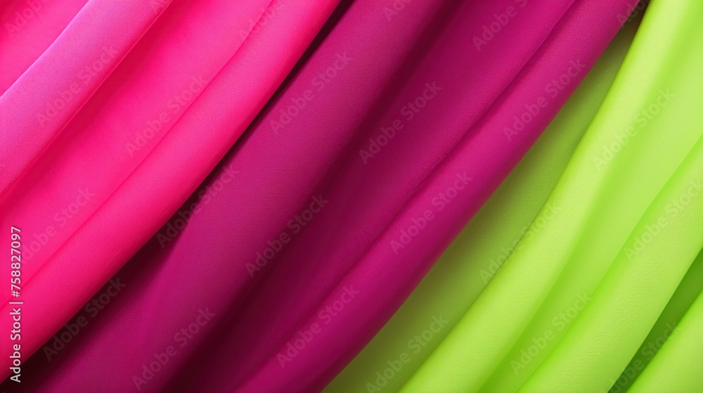 Poster this image captures a soft texture of silken waves in a vibrant gradient from magenta to lime green,
