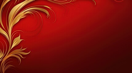 A rich crimson background with swirling golden patterns, evoking a sense of drama and elegance, perfect for festive occasions, luxury branding, or as an ornate backdrop, with ample space for text.