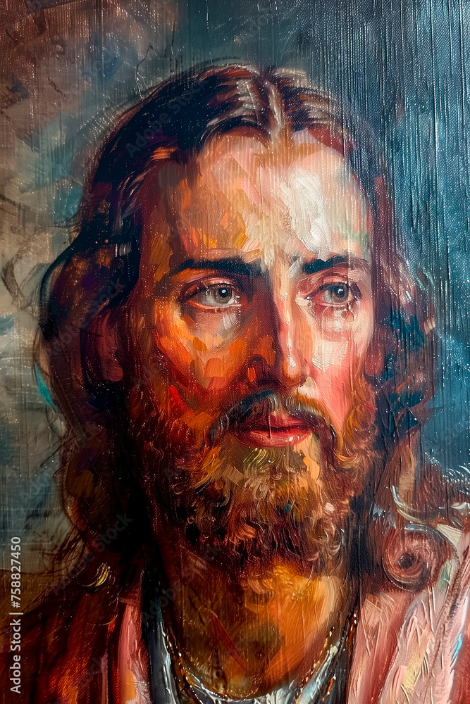 Wall mural a portrait of jesus, radiating the divine light of god's son, encapsulate the essence of the resurre