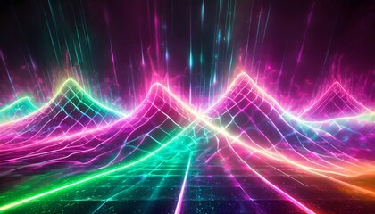 party pulse abstract neon waves fantastic fusion neon lightscape neon dance floor background