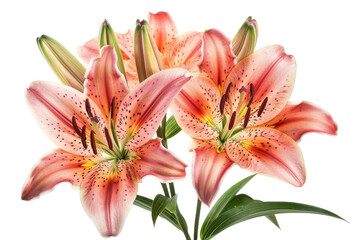 Lily Blossoms on transparent background,