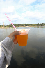 photo of the view of the dam and around the anglers in the late afternoon