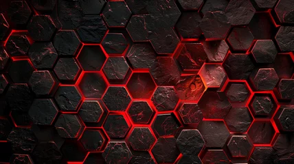Fotobehang black and red hexagon wallpaper background.   © Sansha Creation