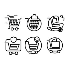 Set of shopping icons logotype flat design.
