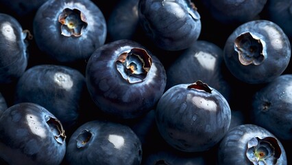 Close up view of a bunch of ripe blueberries 