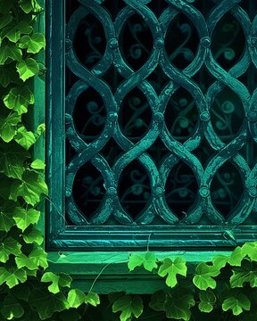 Ivy climbs the old facades writing epilogues in leaves unique designs