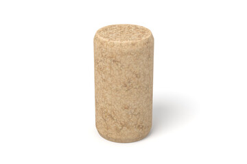 Single vertical wine cork isolated on white