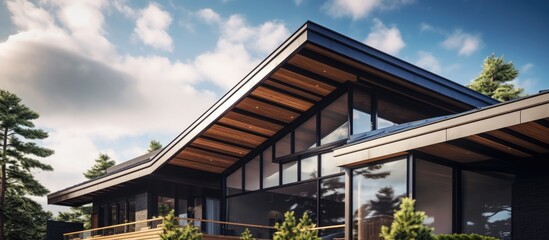Modern style steel roof and structure. - Powered by Adobe