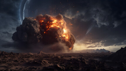 Epic Meteor Strike: Create an image depicting a breathtaking meteorite impact on a planet