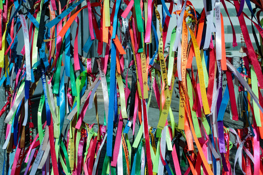 A portion of ribbons of saint, of Our Lady of Nazareth