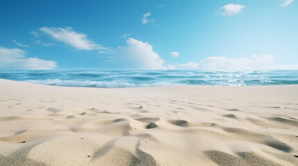 Untouched amazing tropical beach white yellow sea sand and ocean sea waves blue clean collision
