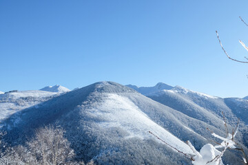 panoramic of the approach route to Tres Bispos peak in the Os Ancares mountain range, Lugo