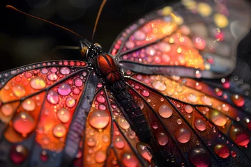 Fotobehang Colorful Butterfly With Water Drops on Wings © D