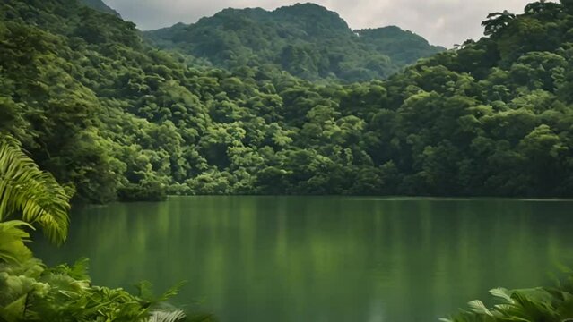Green kake with mountains 