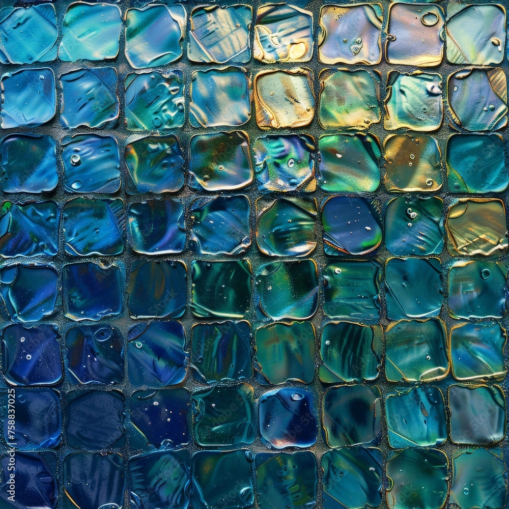 Aufkleber a mesmerizing close-up of a glass tile wall reflecting light and creating a dazzling mosaic pattern