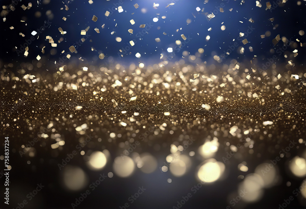 Aufkleber background with falling golden glitter particles. falling gold confetti with magic light. beautiful 