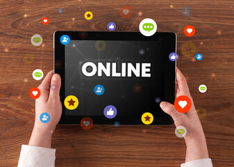 Close-up of a touchscreen, social media concept