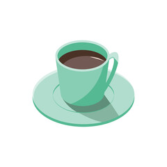 アイソメトリックのイラスト_緑のマグカップ