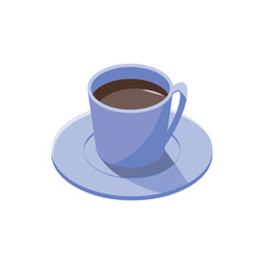 アイソメトリックのイラスト_青いマグカップ
