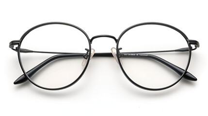 Street style oval prescription glasses with thin black metal frame, clear lens. generative ai - obrazy, fototapety, plakaty
