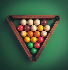 Unity in color: arrangement of bright billiard balls on a green background