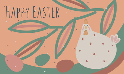 Backgrounds with chicken and eggs Happy Easter 1