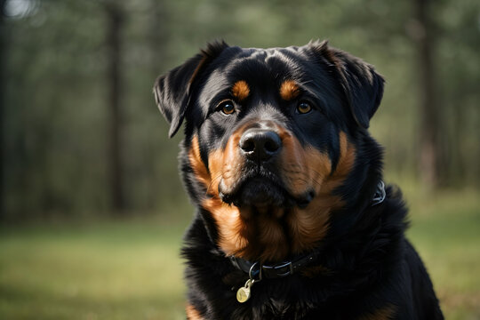 Regal Rottweiler: Majestic Portrait of a Powerful Breed- Generative AI Image	