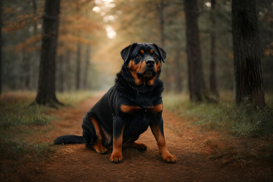 Regal Rottweiler: Majestic Portrait of a Powerful Breed- Generative AI Image
