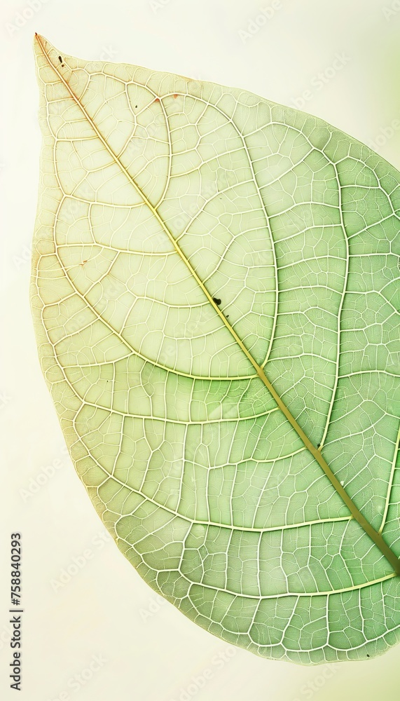 Poster macro shot of intricate green leaf skeleton texture for captivating background design concept