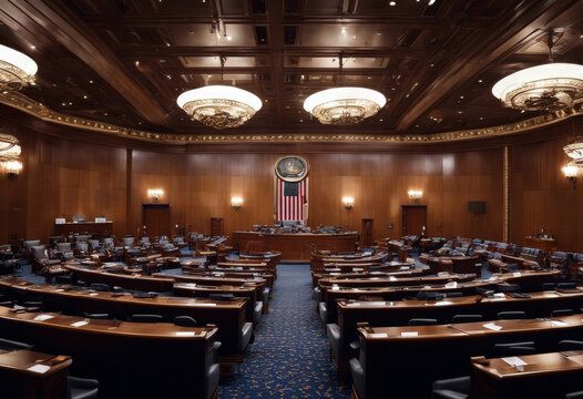 Washington, DC, USA - July 18, 2017_ A United States Senate committee hearing room. 
