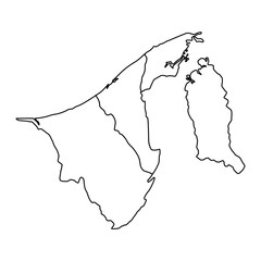 Brunei map with administrative divisions. Vector illustration.